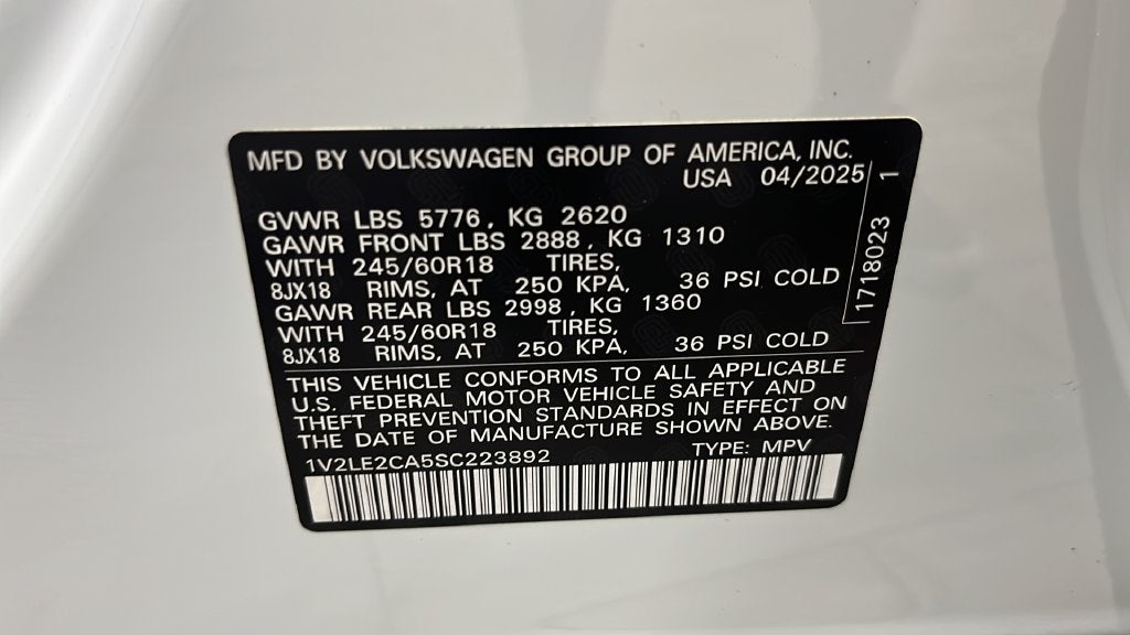 2025 Volkswagen Atlas Cross Sport 2.0T SE