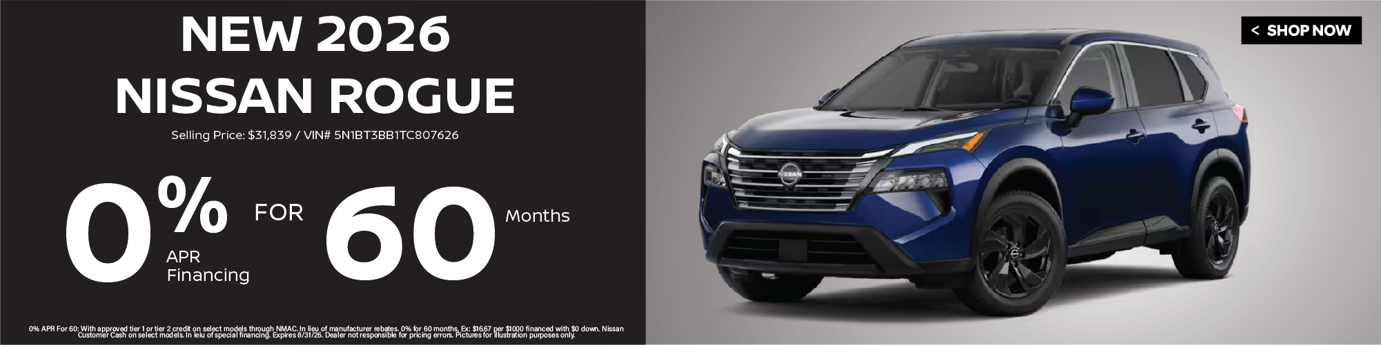 2026 Nissan Rogue 0% for 60 months